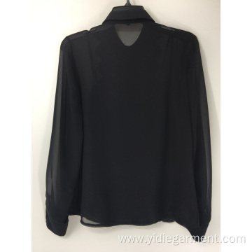 Women's Black Lace Long Sleeve Shirt